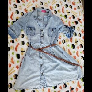 Shasa Womens Sz S Belted Denim Dress